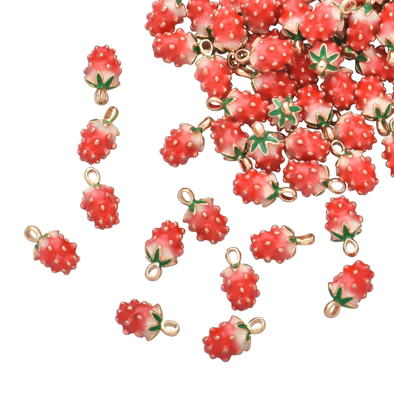 3D Color Enamel Strawberry Charms