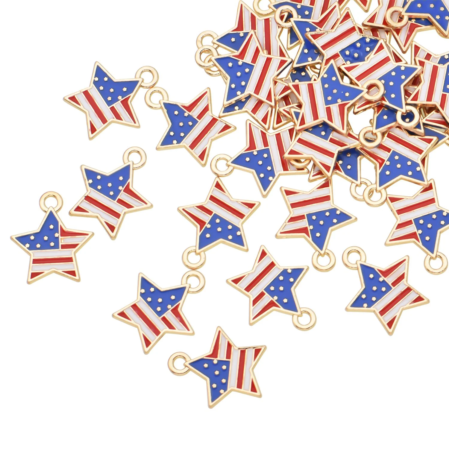Color Enamel Star Shape US Flag Charms