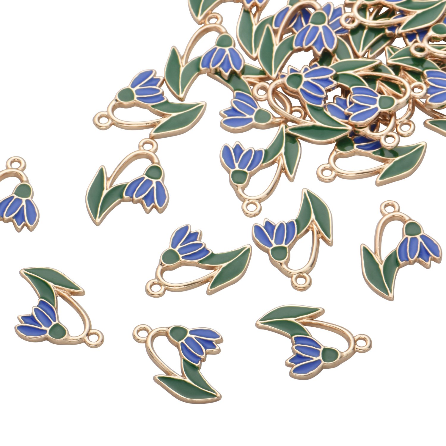 Color Enamel Blue Snowdrop Flower Charms