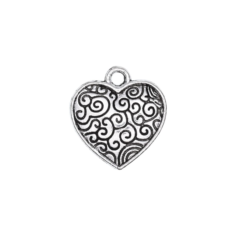 Antique Silver Eastern Pattern Heart Charms