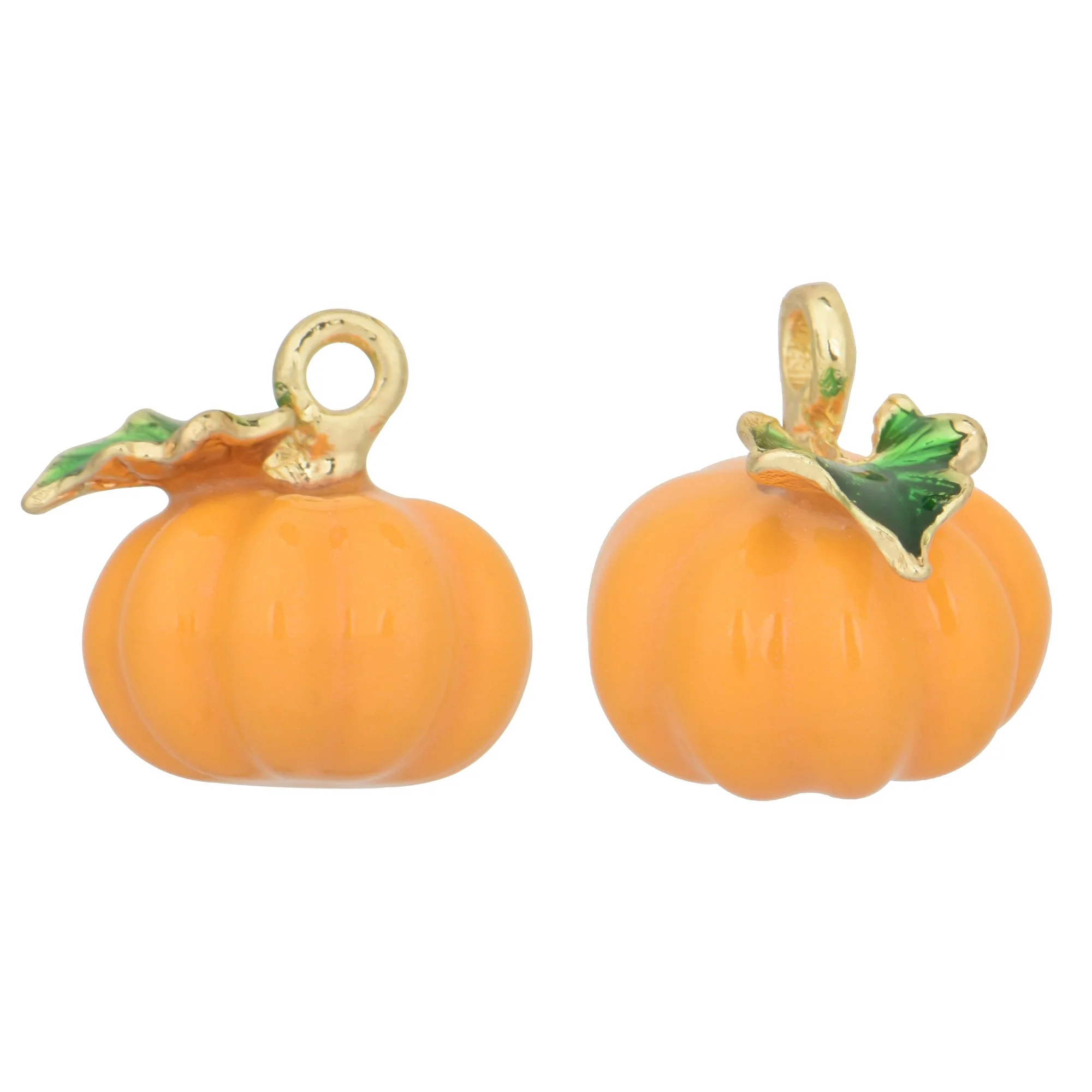 3D Color Enamel Yellow Pumpkin Charms