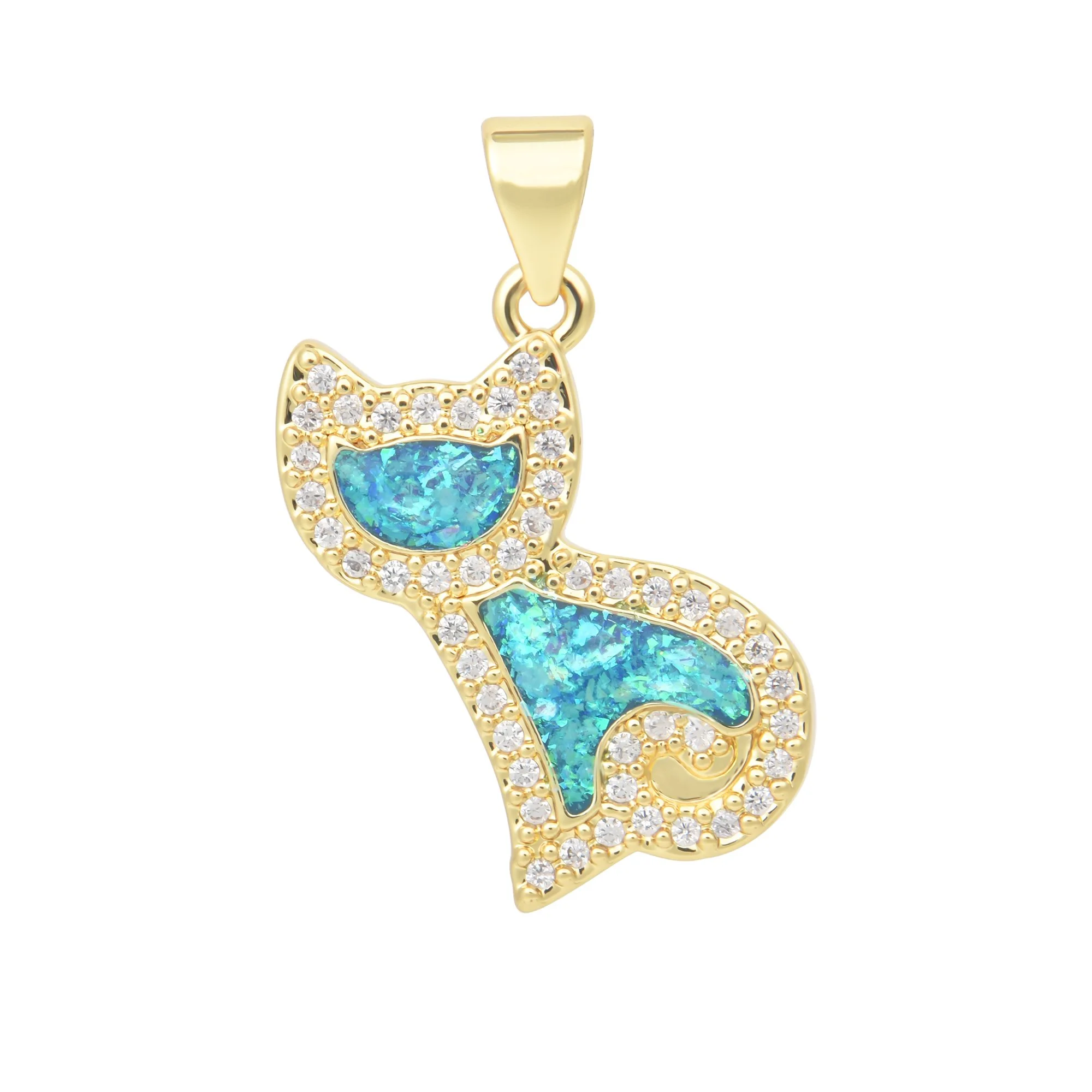 Blue Shimmering Opal Cat Charms