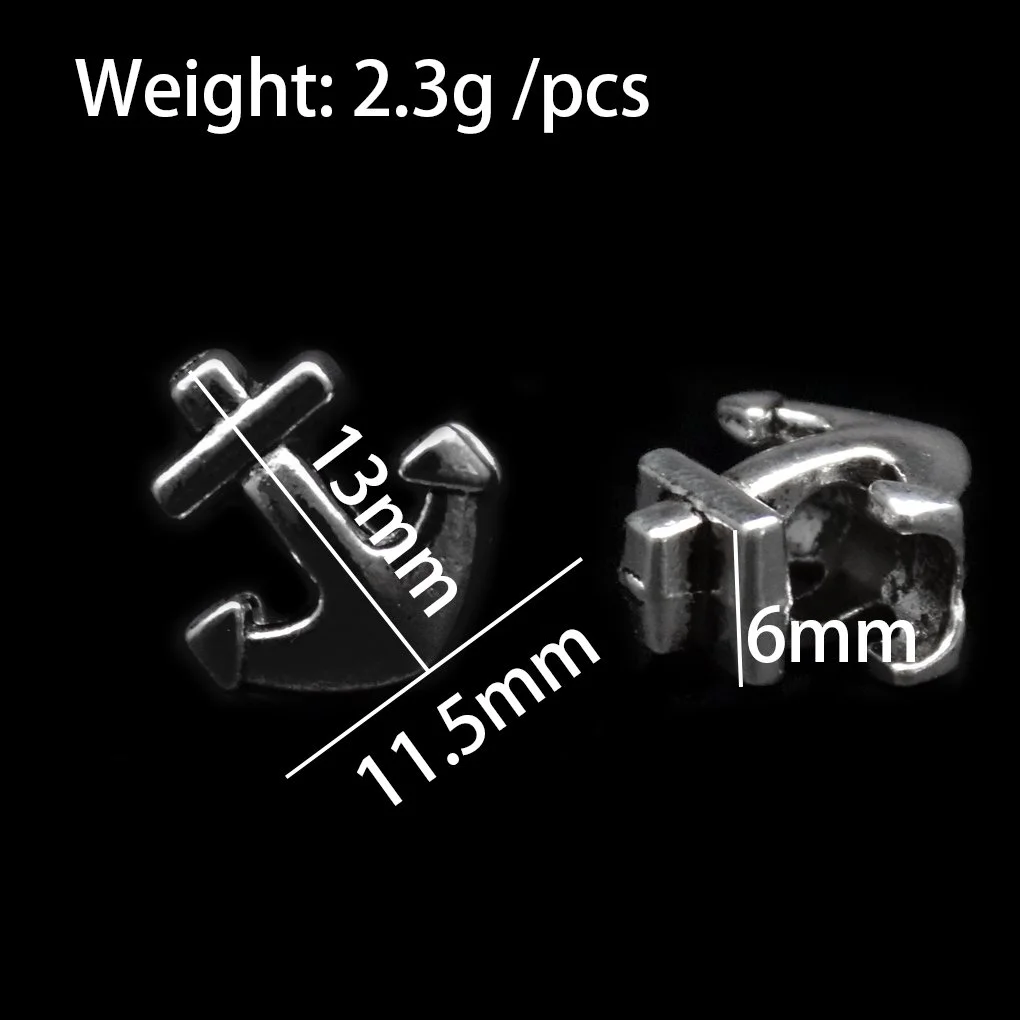 silver plated anchor shape big hole pandora beads marked length 11.5mm width 6mm and height 13mm