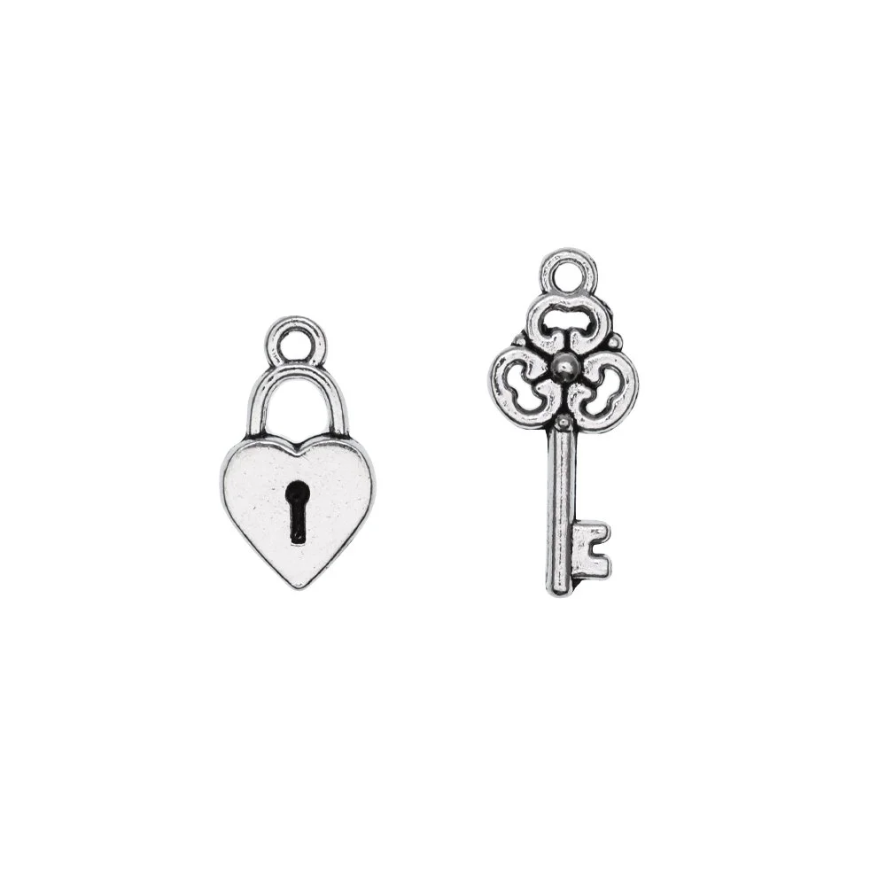 Antique Silver Keys and Locks Charms