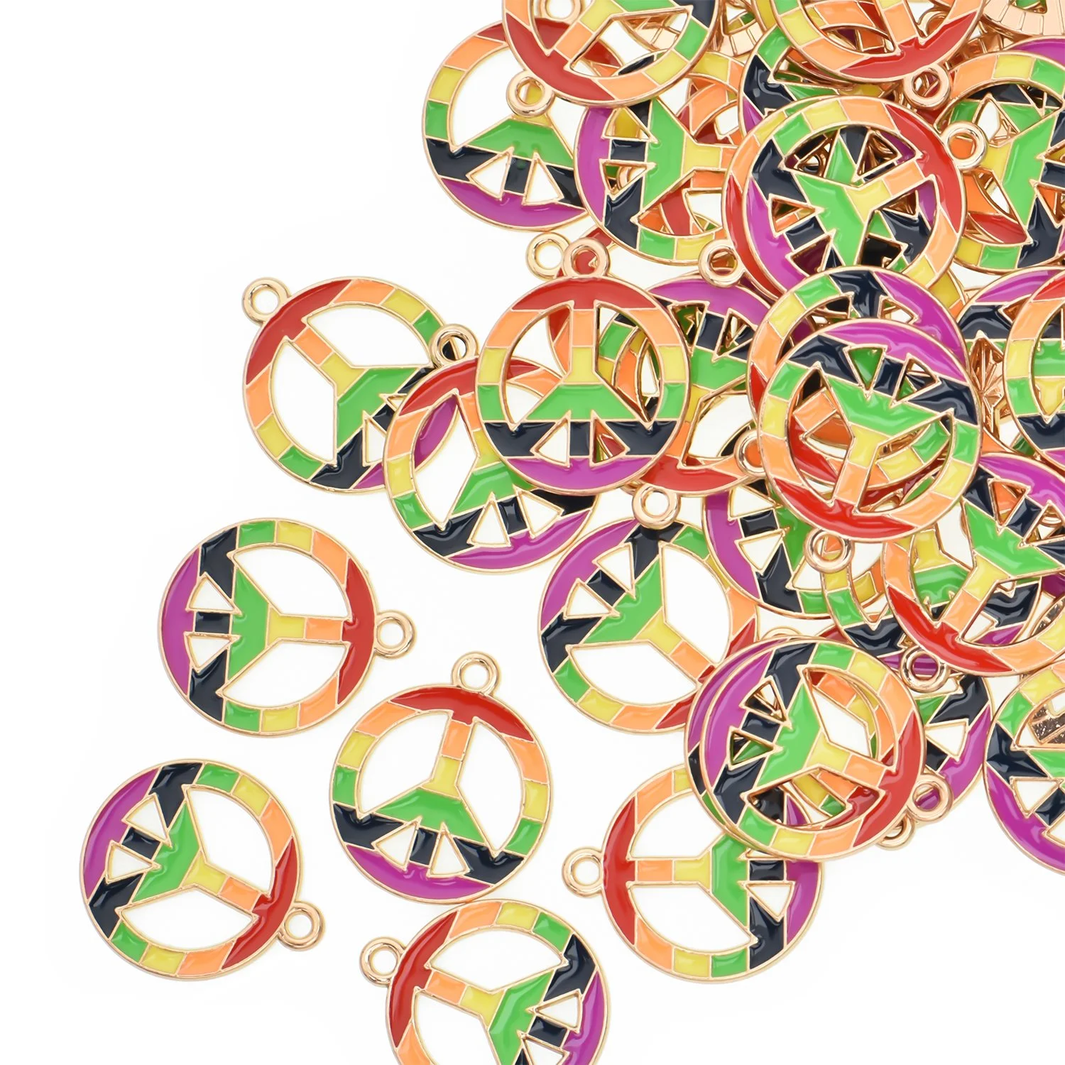 Color Enamel Rainbow Peace Symbol Charms