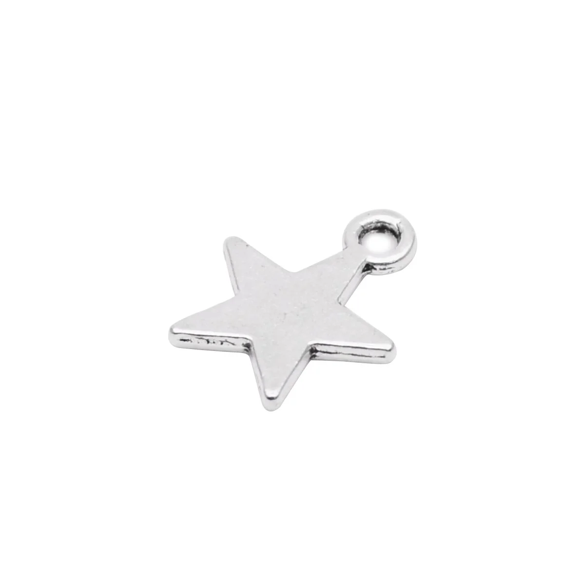 Antique Silver Glossy Star Charms