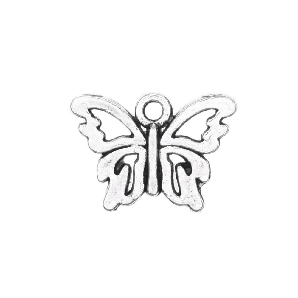 Antique Silver Hollowed Pattern Butterfly Charms