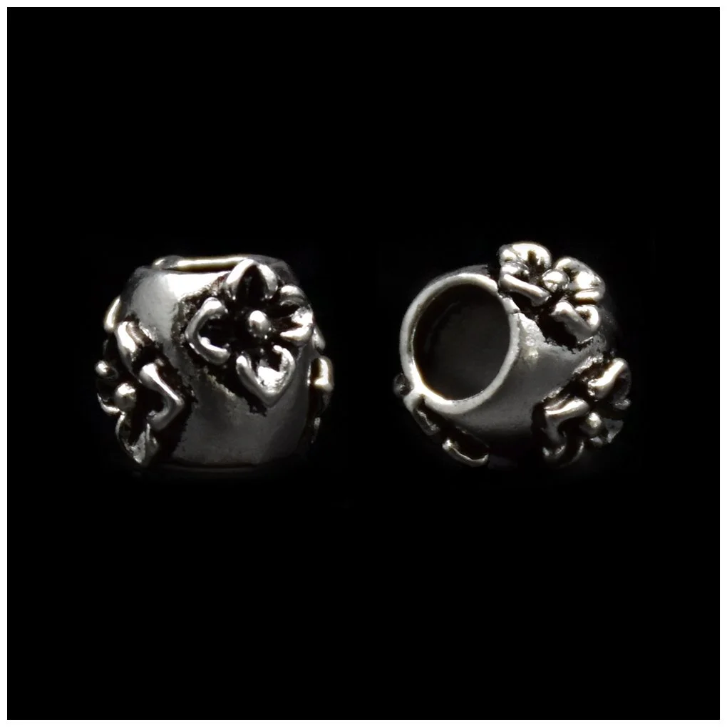 Flowers Bucket Tibetan-style Silver Loose Spacer Beads