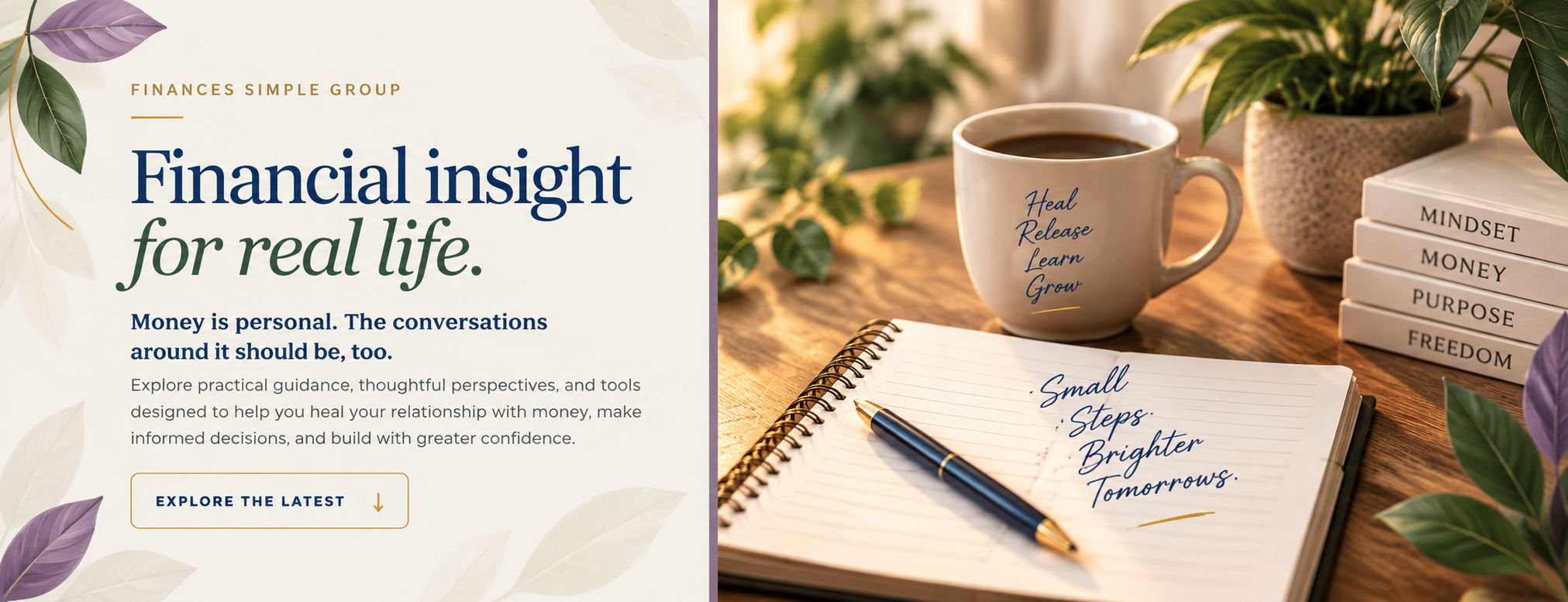 Journal, coffee and financial wellness inspiration