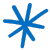 A blue asterisk symbol on a white background.