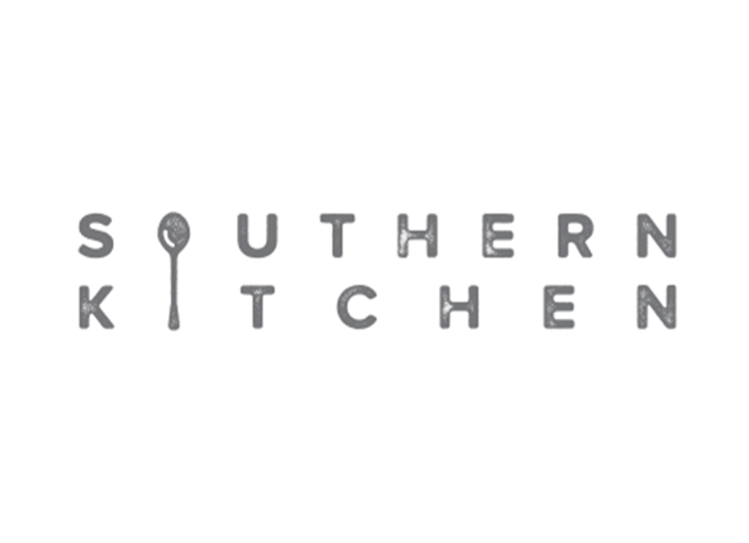 The logo for "Southern Kitchen" with the word "SOUTHERN" spelled out, where the letter 'O' is replaced with a spoon symbol, and the words "KITCHEN" below.
