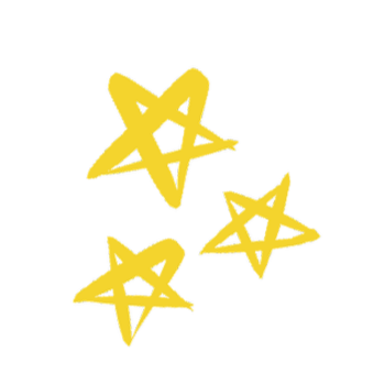 Four yellow, hand-drawn five-pointed stars on a black background.