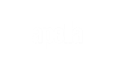 White lowercase 'apelia' logo on a black background.