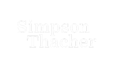 Black background with white text reading "Simpson Thacher"