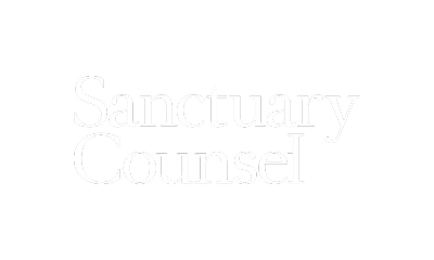 Sanctuary Counsel logo with white text on a black background.
