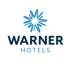 Warner Hotels logo with a stylized blue starburst above the text.