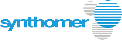 Synthomer logo with blue and gray striped circles