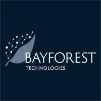 Logo for Bayforest Technologies with a stylized tree and dots on a dark blue background.