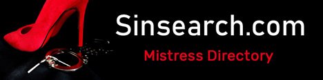 Imagem com sapato vermelho, algema e colar de pérolas, com texto 'Sinsearch.com Mistress Directory'.