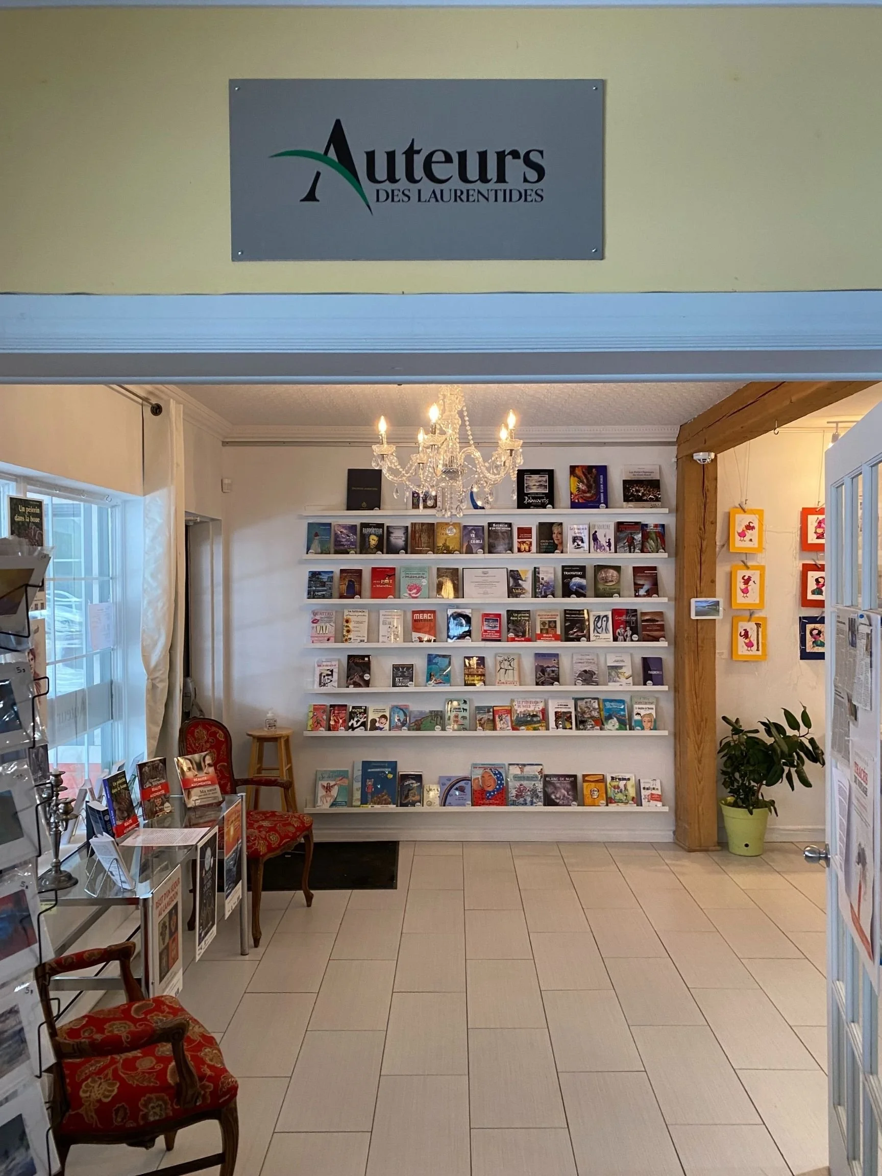 Photo de l'Espace Pauline-Vincent dont les murs sont remplis de livres.
