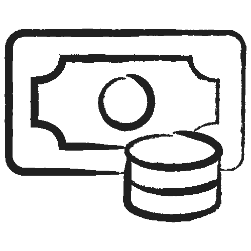 Icône de dollars et de pièces