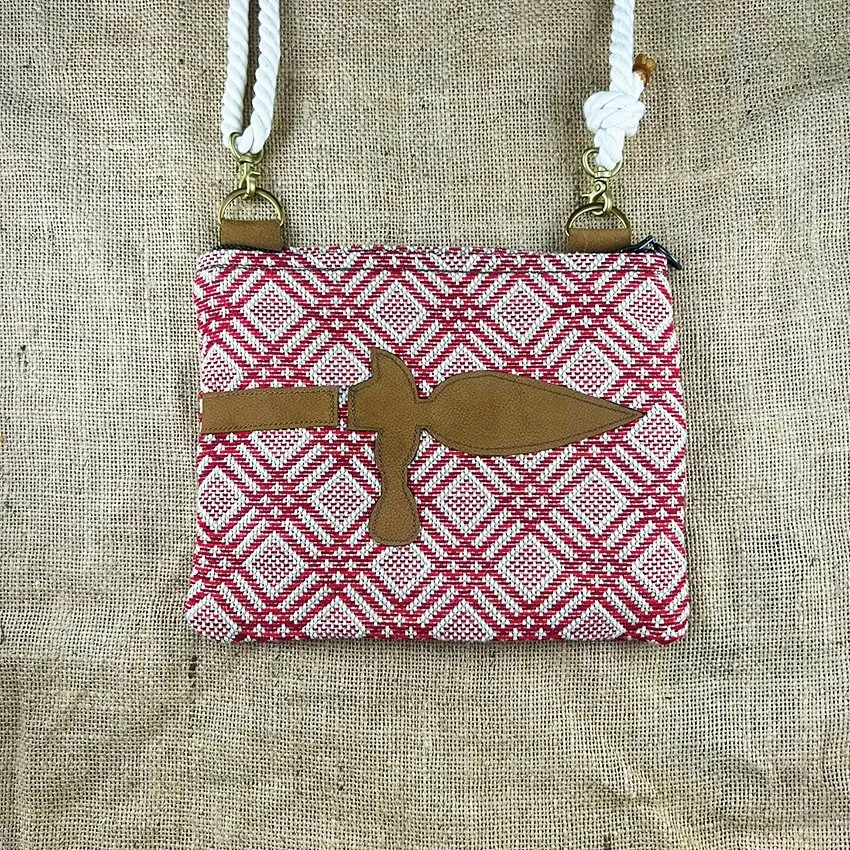 SK 01 Messenger Pouch, RED WHT Jute