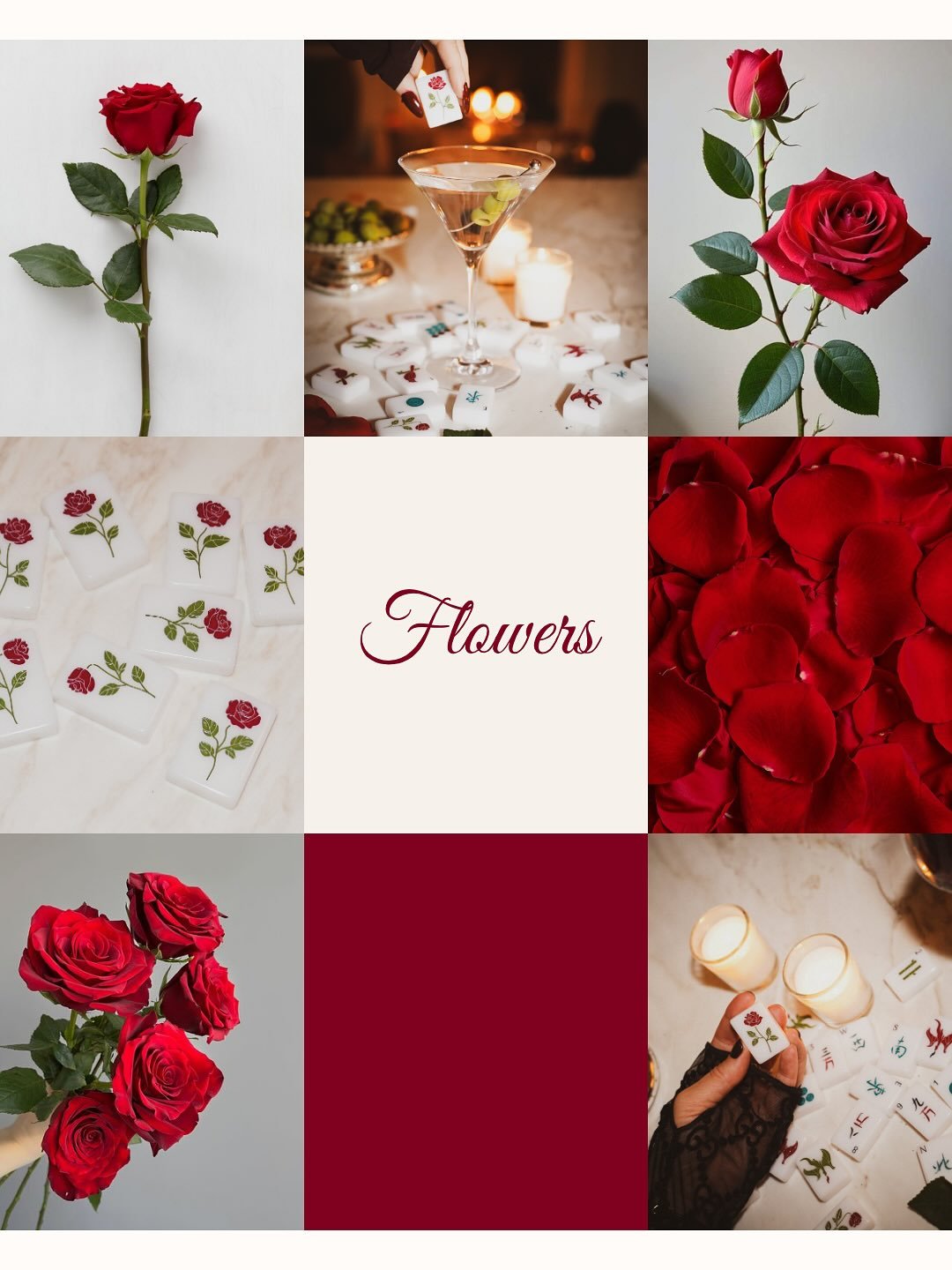 Our Flower Tiles are an ode to the rose &mdash; timeless, symbolic, and quietly enchanting. 

Rooted in classic Mahjong florals and Chinese color symbolism, with just a hint of enchanted-rose drama, these tiles bring a soft, elevated edge to the tabl