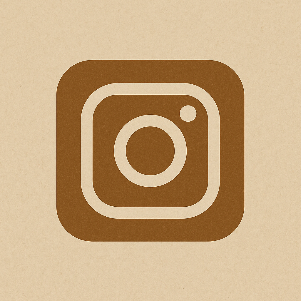 Brown and beige Instagram logo on a beige background.