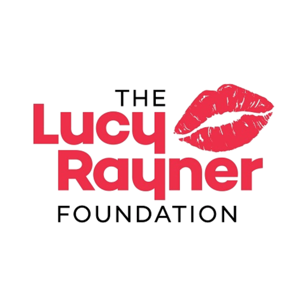 Red text with a lip print that says the "Lucy Rayner'" foundation
