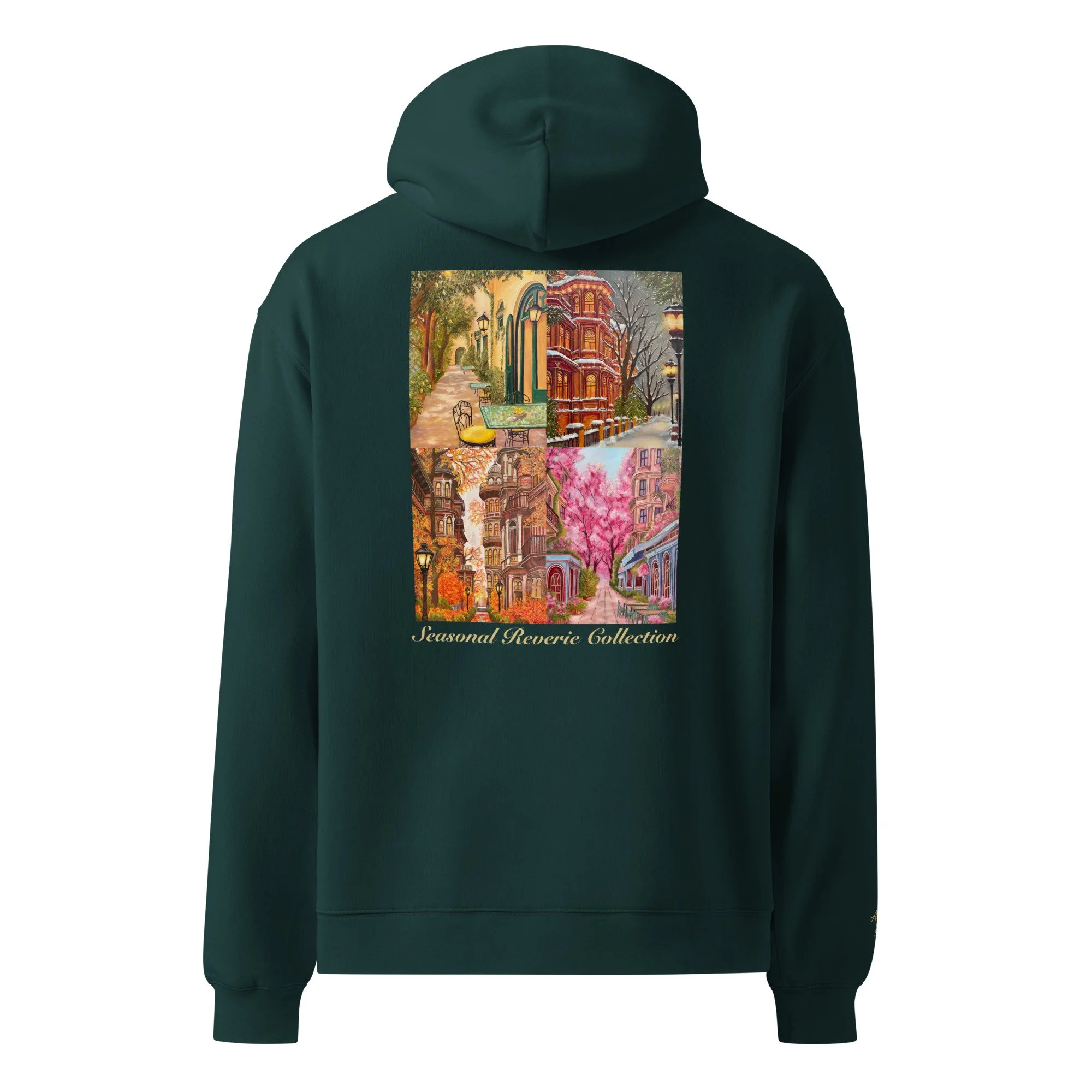 Unisex oversized hoodie with Seasonal Reverie Collection on the back