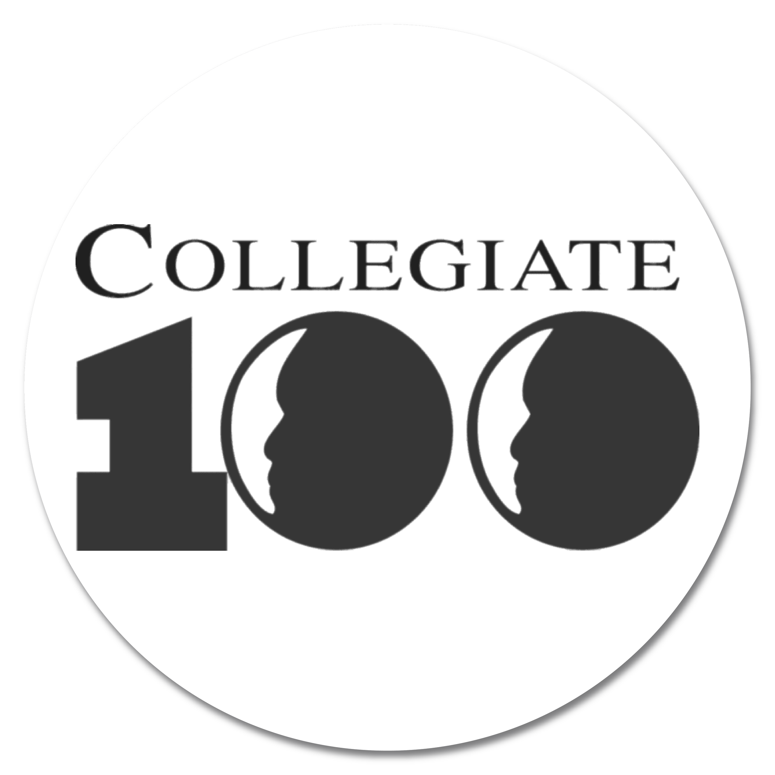 A circular logo with the text 'College 100' and images of two profile faces inside circles.