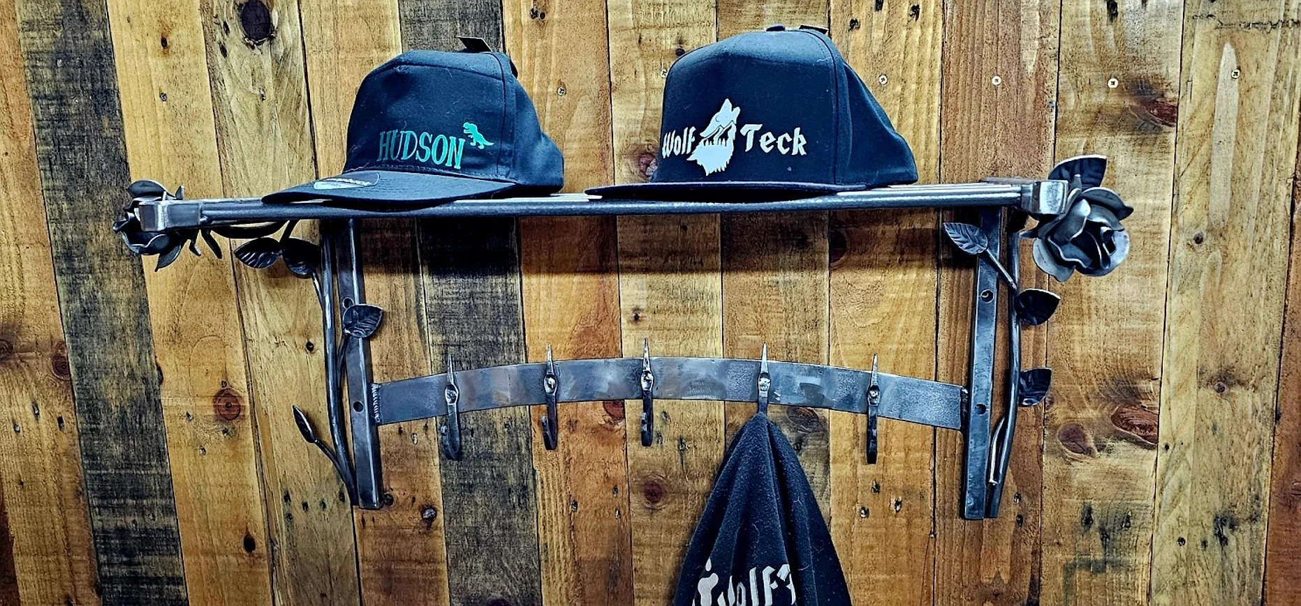 Metal sculptured rose shelf