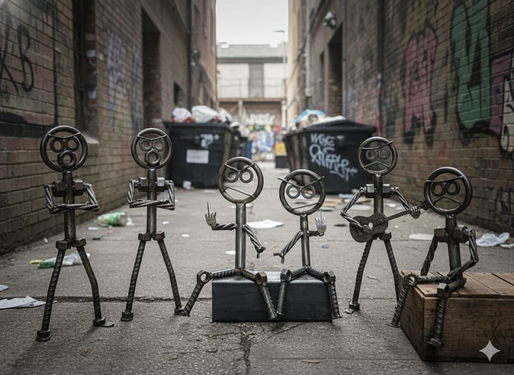 Angry man metal sculpture collection