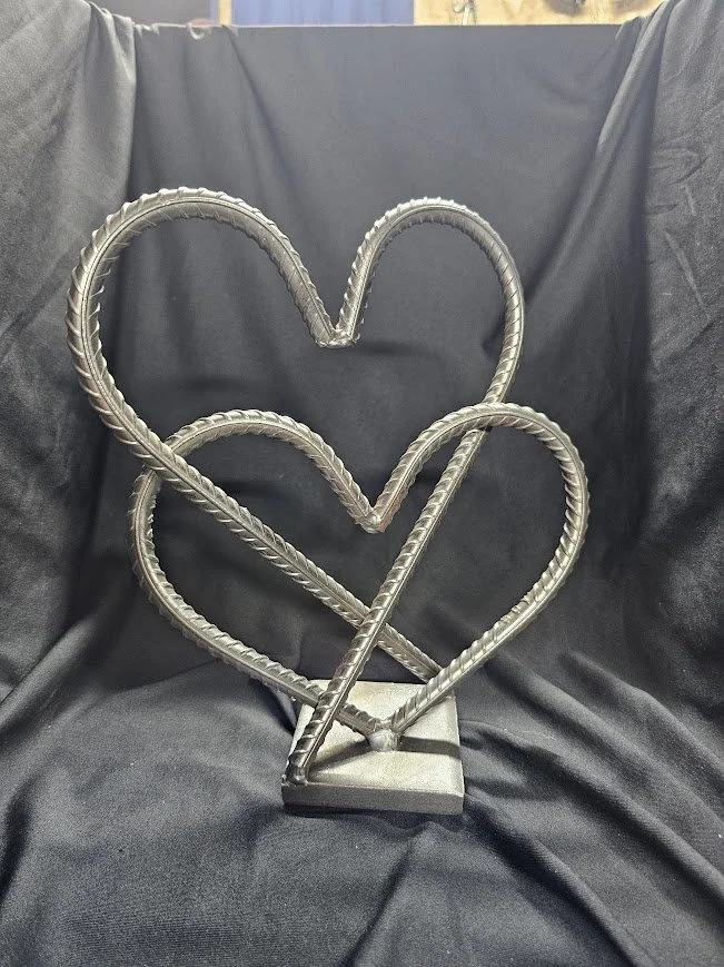 Rebar metal heart sculpture