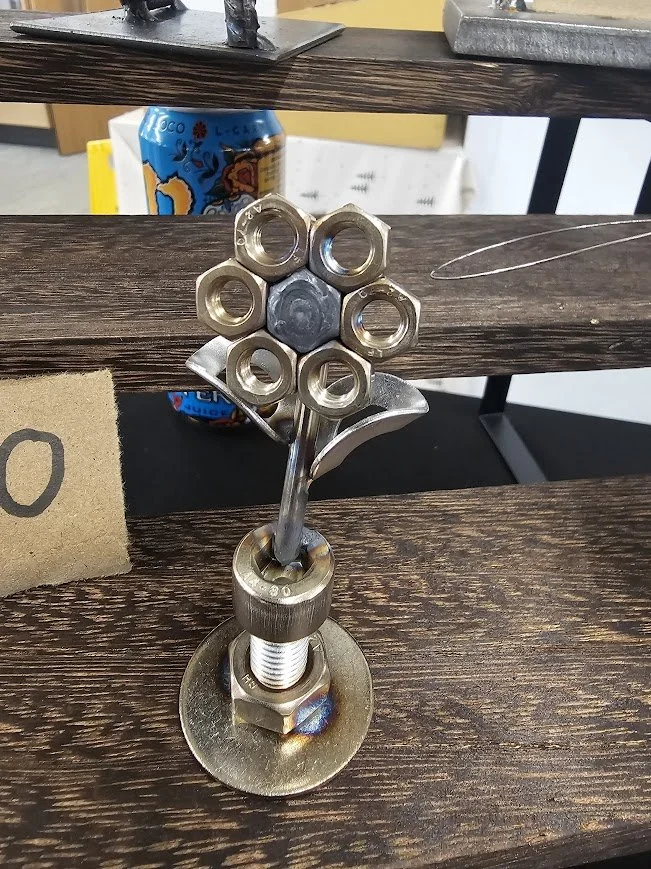 miniature nut flower figurine metal sculpture