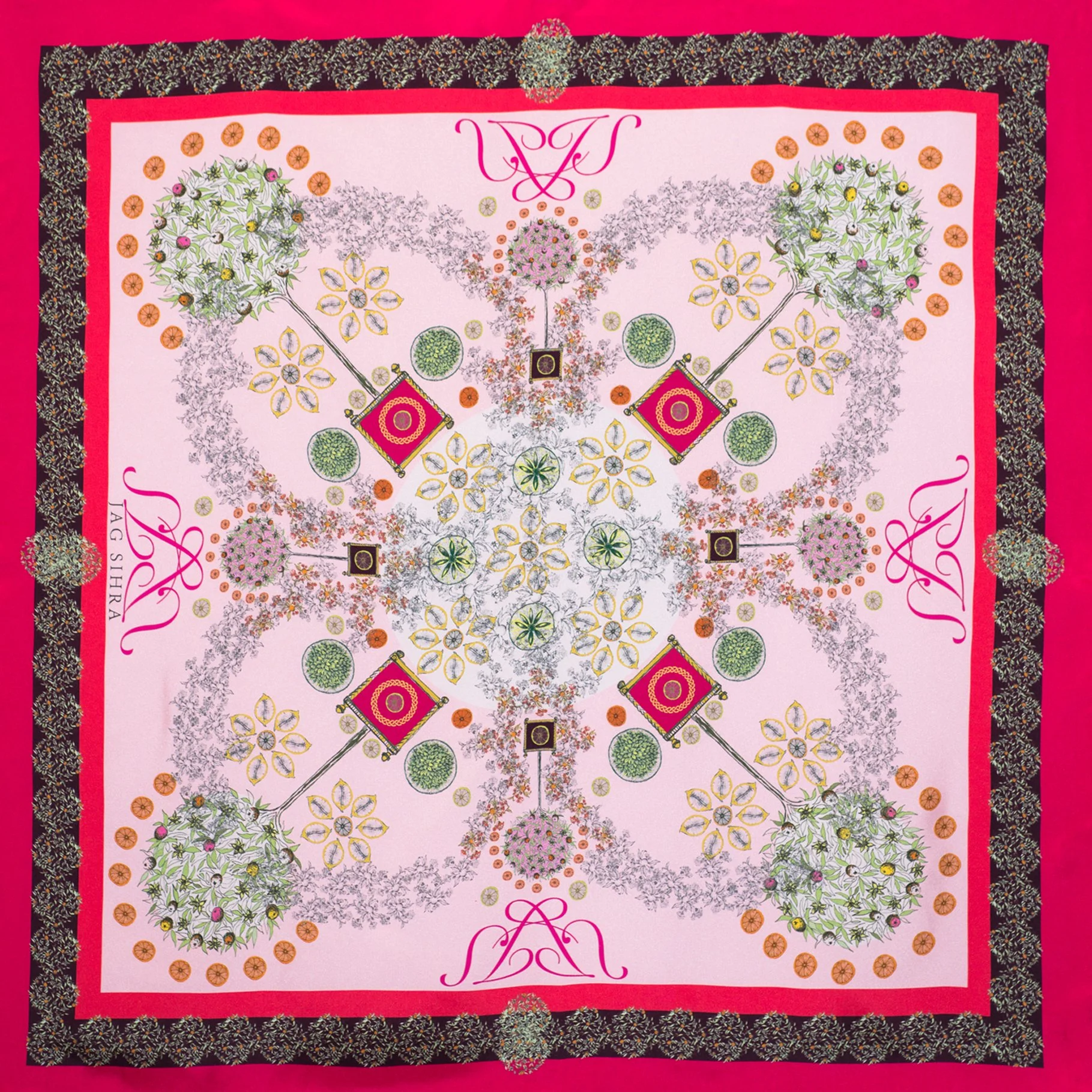 Ruby Garden Silk Scarf