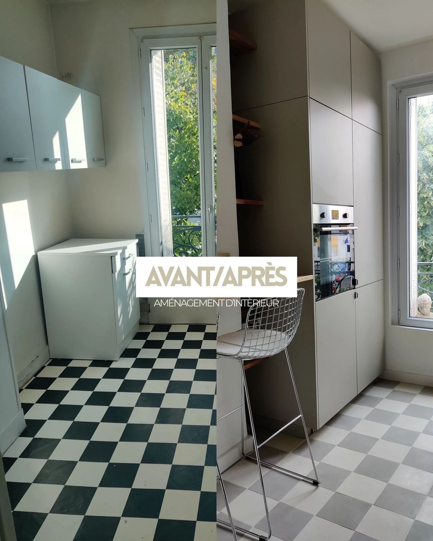 AVANT/APR&Egrave;S 
R&eacute;novation d&rsquo;une cuisine de 7m2 - Maisons Alfort

Un projet que j&rsquo;ai suivi du d&eacute;but &agrave; la fin, aupr&egrave;s de plusieurs artisans, pour transformer cette petite cuisine dat&eacute;e en un espace mo