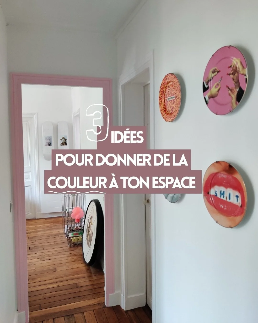 3 id&eacute;es simples pour donner de la couleur &agrave; des murs blancs, sans tout repeindre.

Par petits accents graphiques, on peut compl&egrave;tement transformer une pi&egrave;ce ✨

1/ En contour de porte 2/ En donnant vie aux plinthes 3/ Pour 