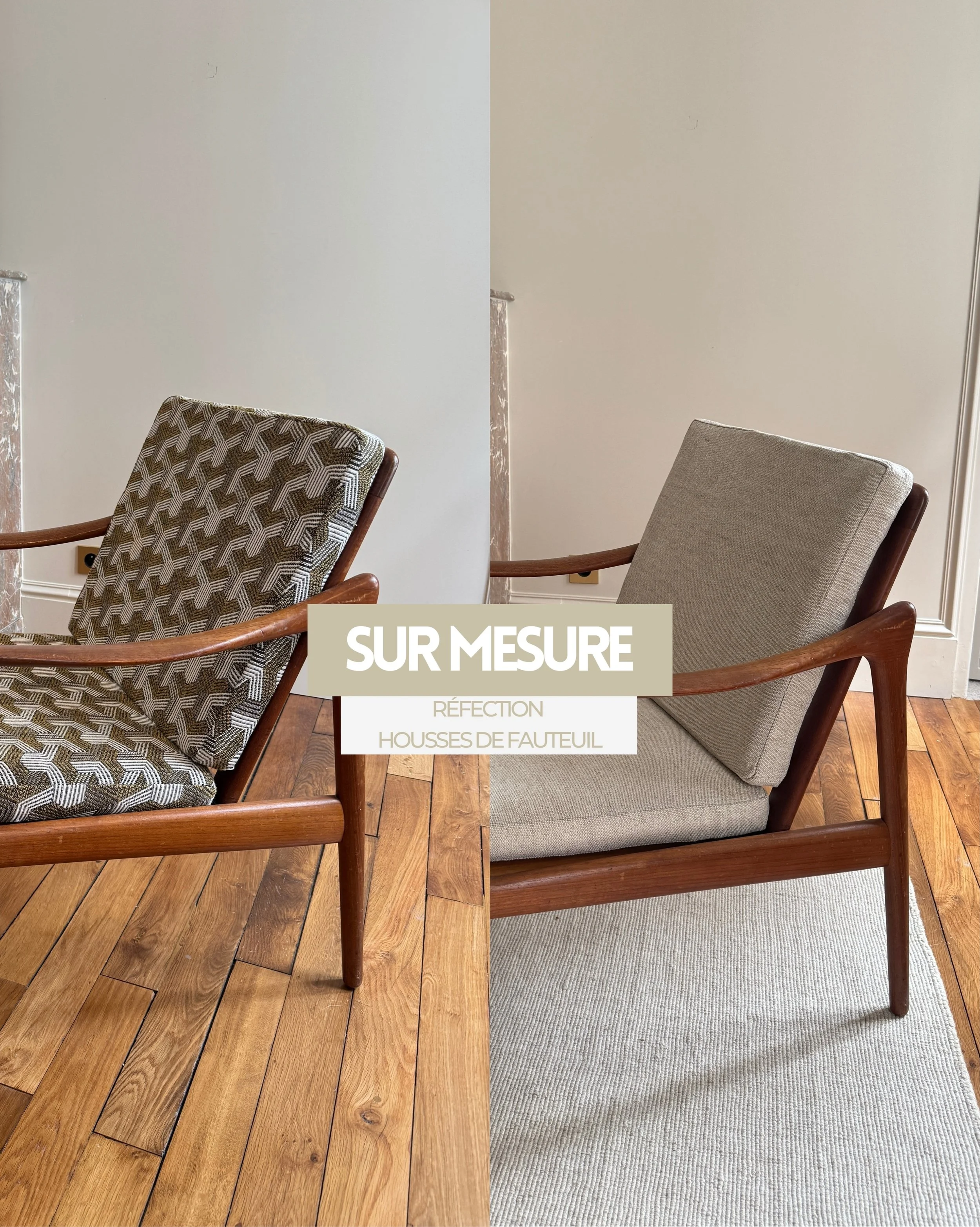 Pour ce projet destin&eacute; &agrave; la vente d&rsquo;un appartement, l&rsquo;objectif &eacute;tait de redonner une seconde vie &agrave; ce fauteuil vintage afin qu&rsquo;il s&rsquo;int&egrave;gre facilement dans un int&eacute;rieur et s&eacute;dui