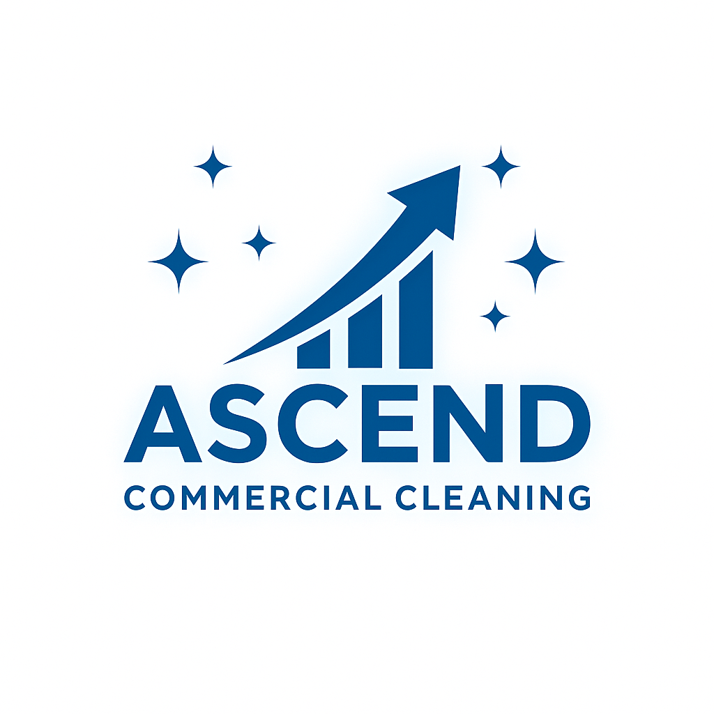 Logo for Ascend Commercial Cleaning with an upward arrow and stars.