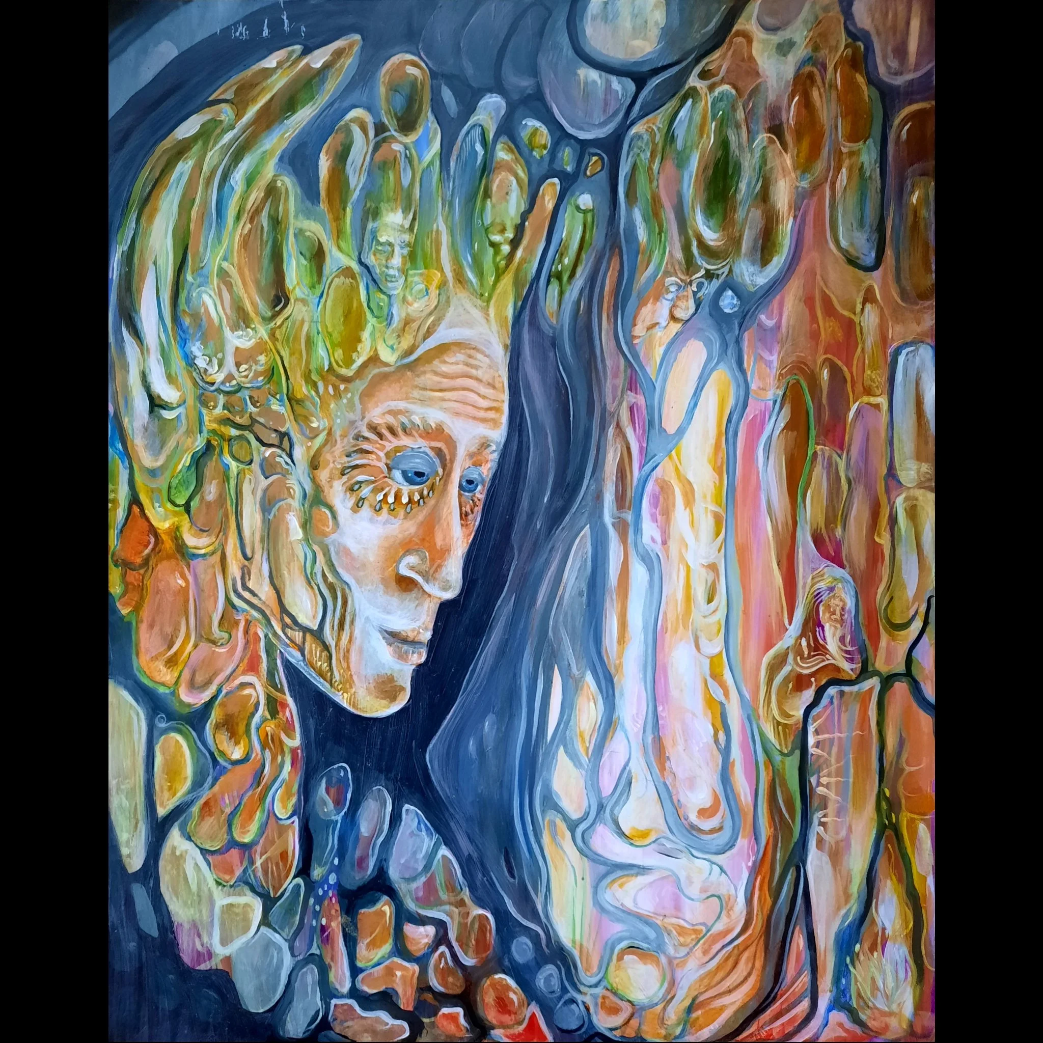 "Untitled" - acrylic on canvas - 16"x20" - 2017  -$500 - collaboration with Seth Snowden