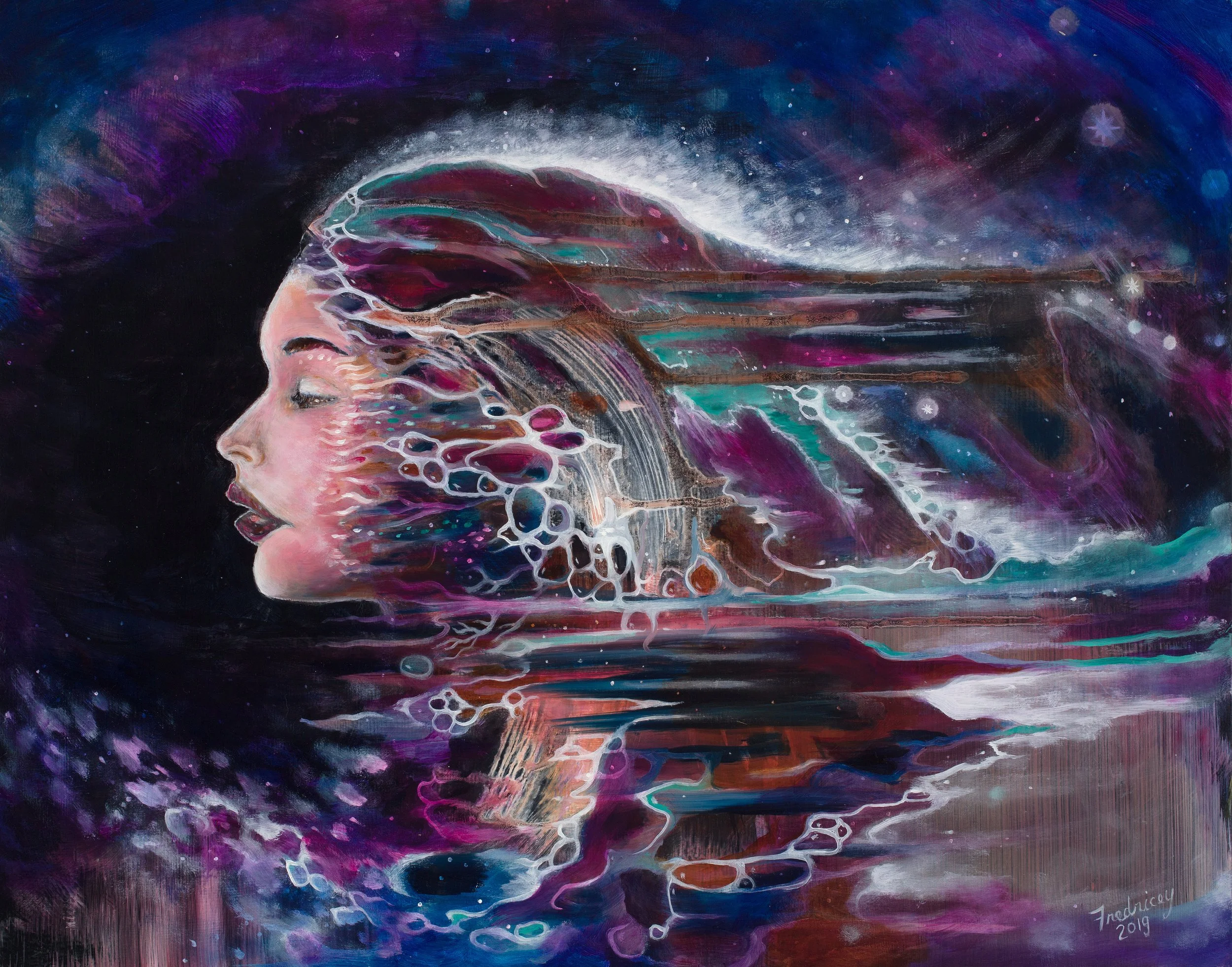 "Transcendence" - oil on wood panel - 14"x18" - 2019 - $800