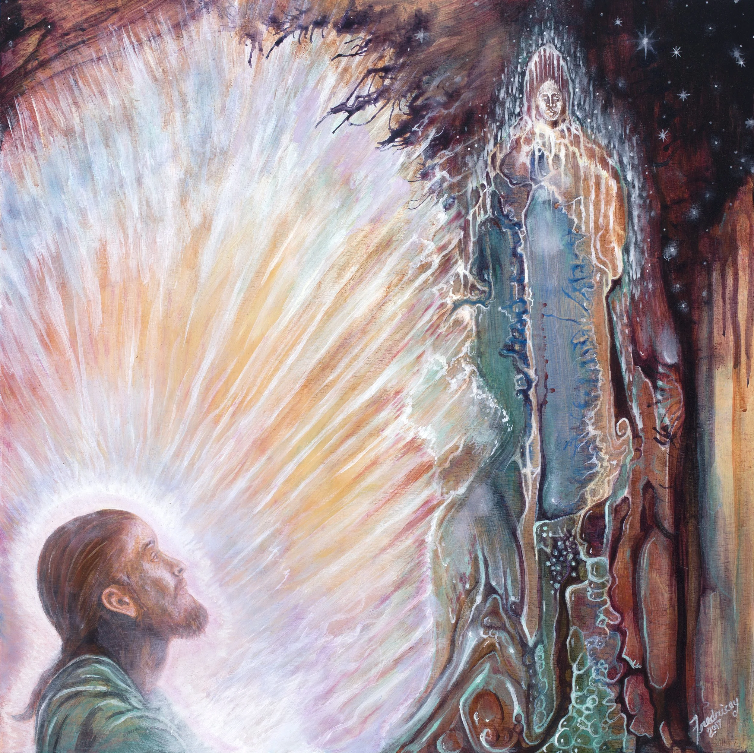 "Embracing the Mystery" - oil on wood - 16"x16" - 2016