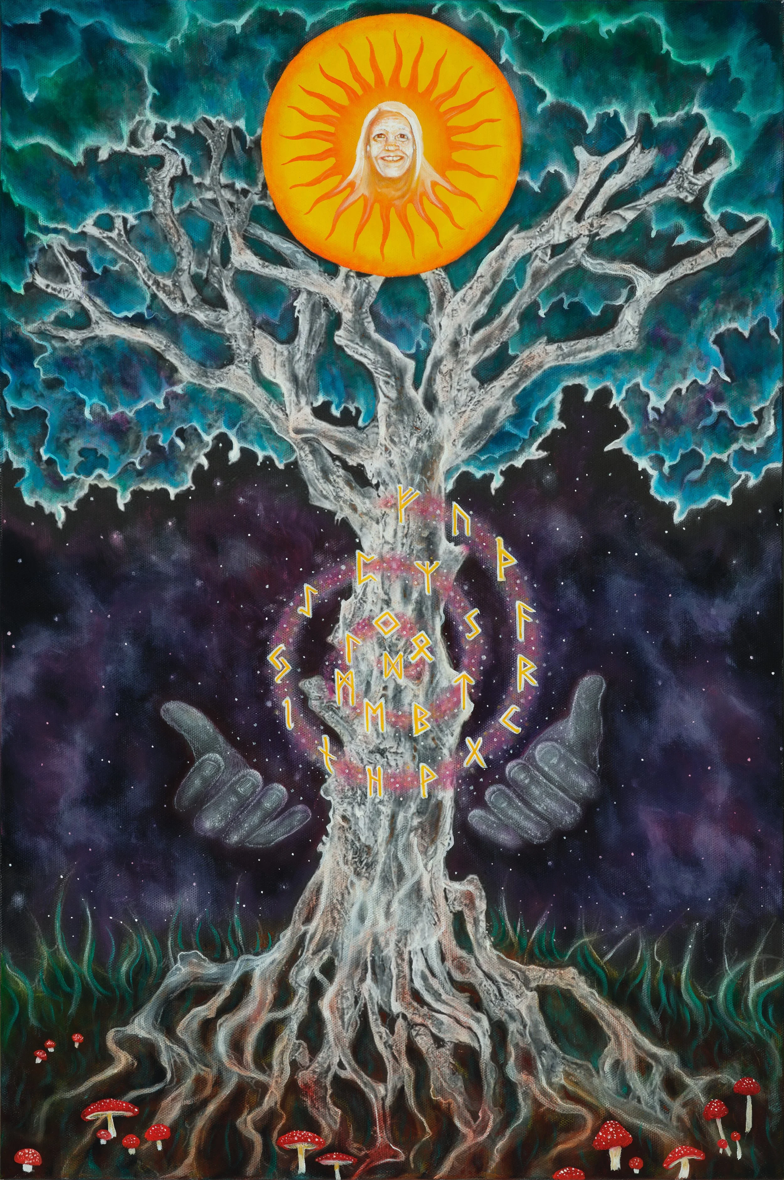 "Healing From the Tree" - oil on canvas - 16"x24" - 2023 - collaboration w/ Blais Bellenoit