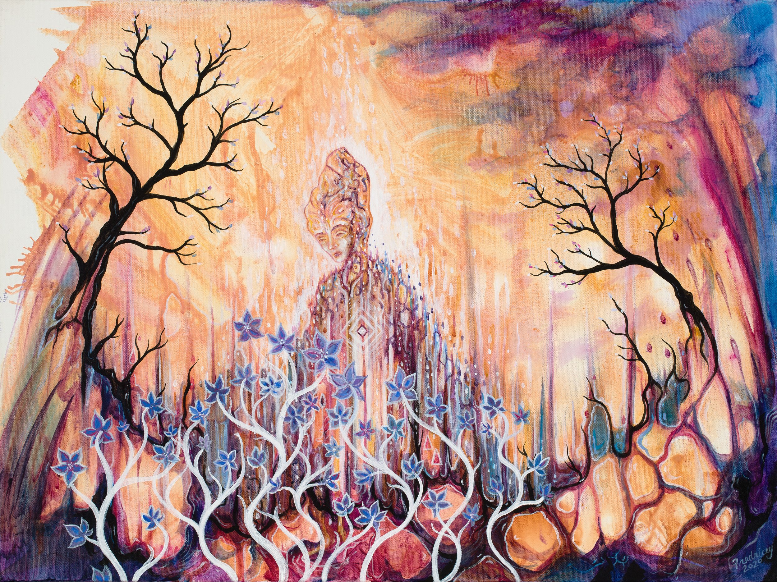 "Beauty From Ashese" - acrylic on canvas - 18"x24" - 2020