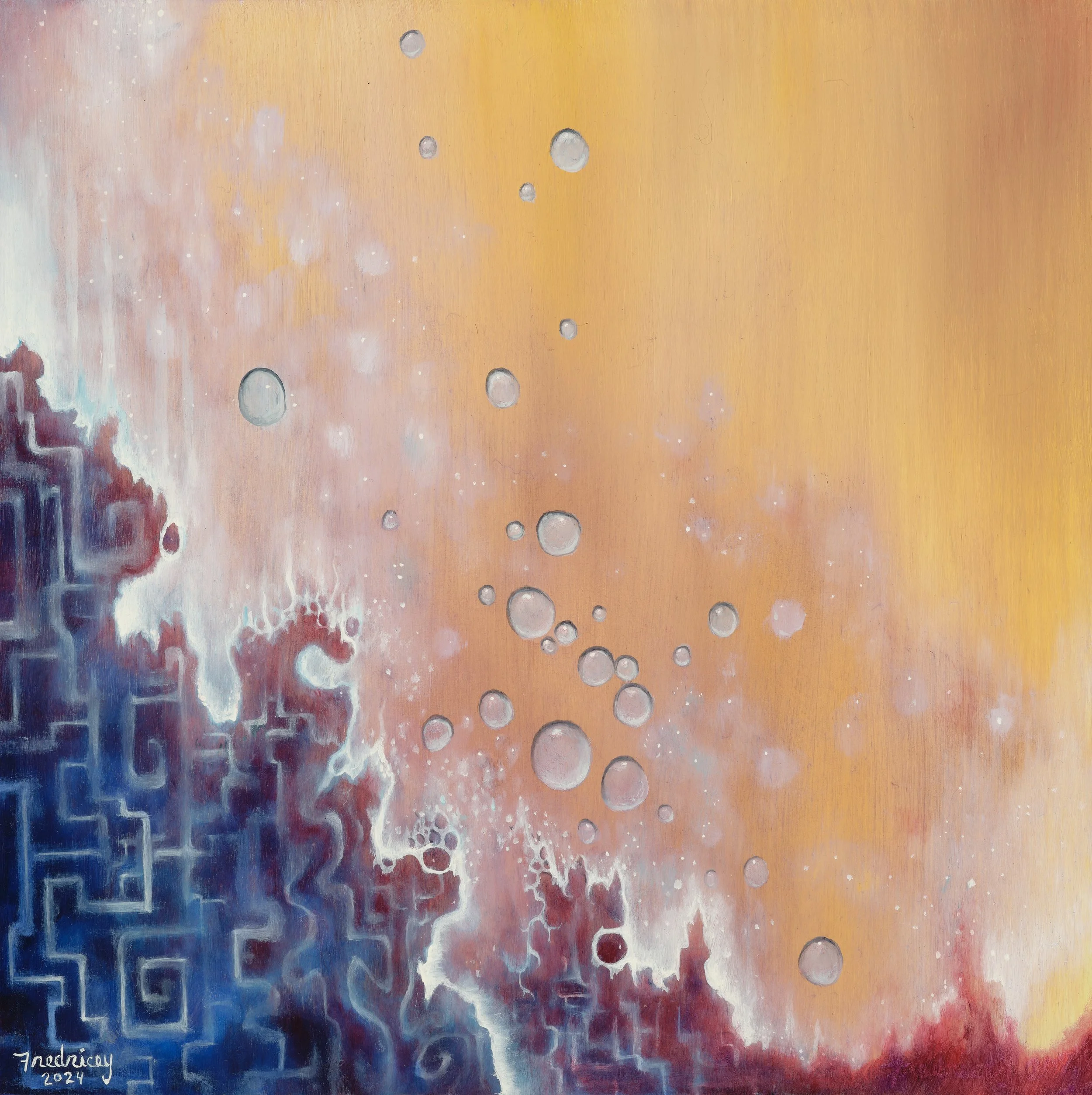 "Becoming Like Water" - oil on wood panel - 10" x10" - 2024 - $450