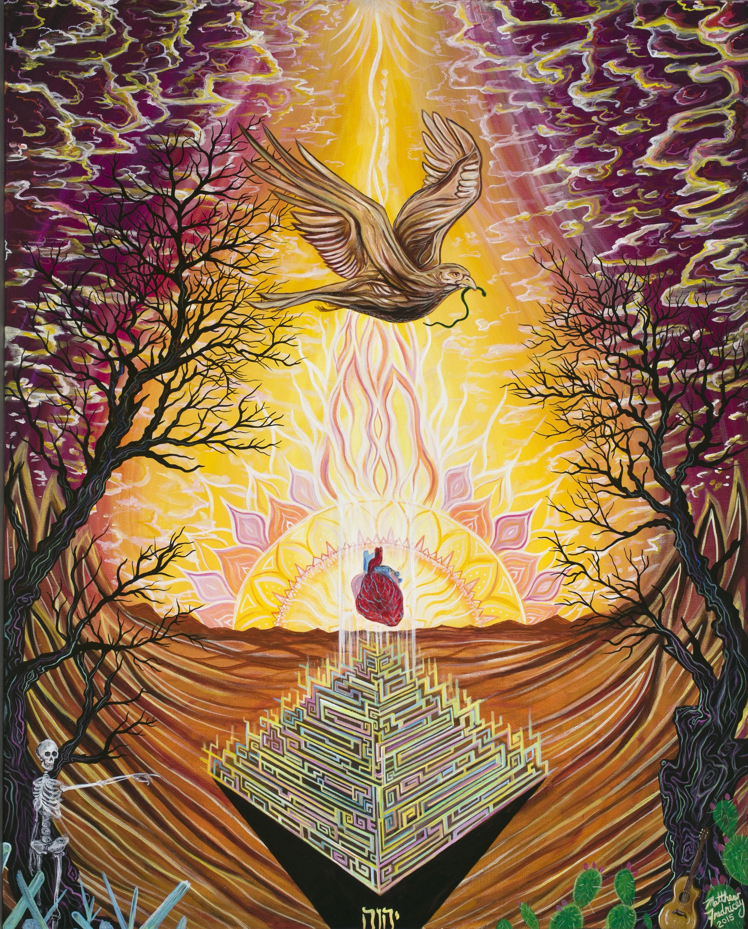 "Mysterious Pyramid of the Heart" - acrylic on canvas - 24"x30" - 2015