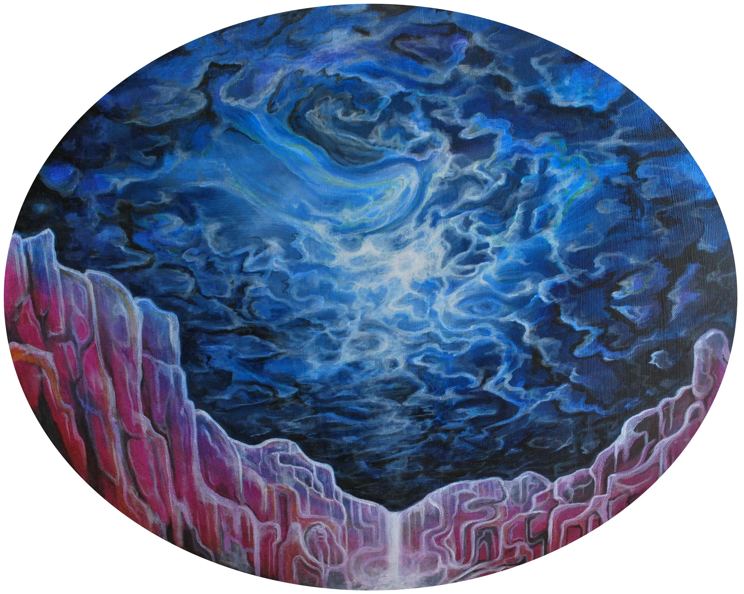 "And All Shall Be Well" - acrylic on canvas - 16"x20" oval - 2017