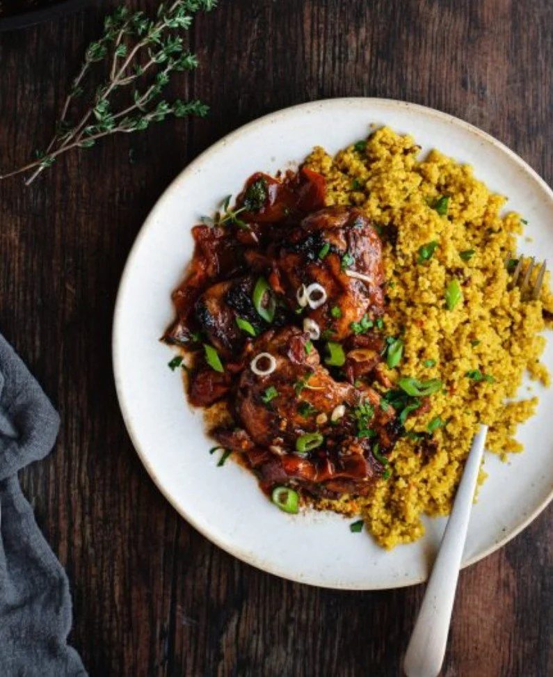 Golden Brown Stew Chicken with Yellow Rice
