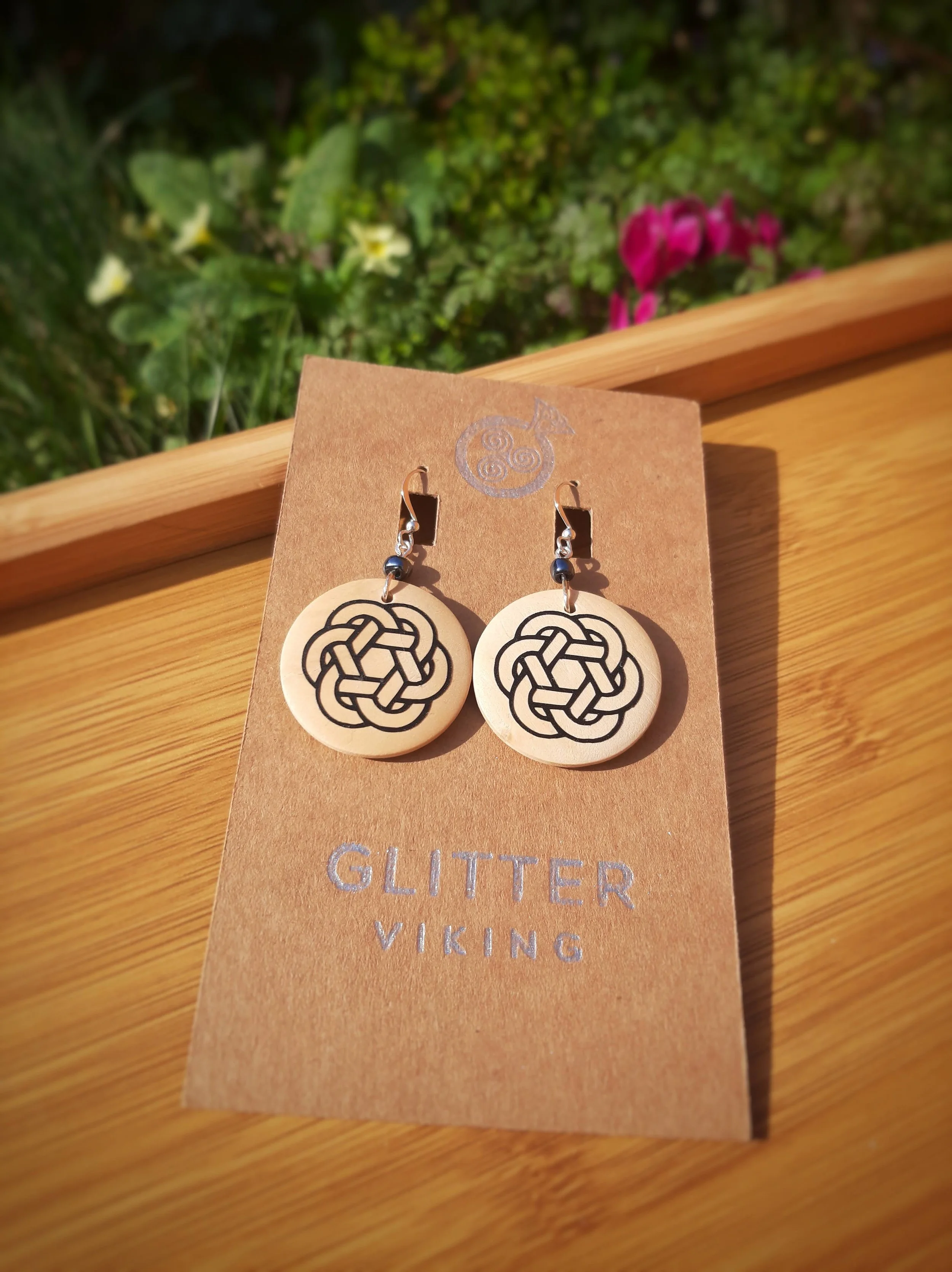 Celtic Knot Earrings - Grey Brushed Metal